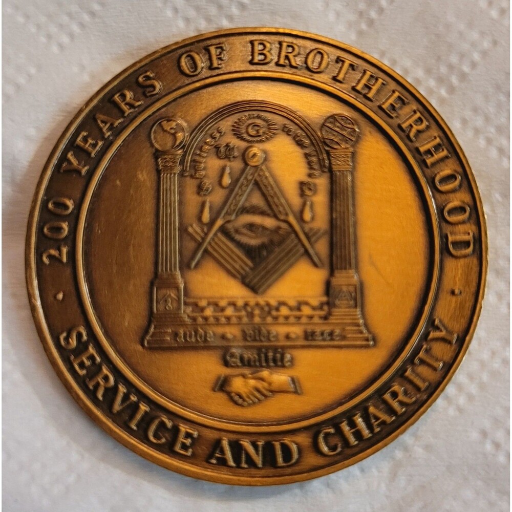 200 Yrs Masonic Brotherhood Suffolk Lodge Mason Challenge Coin Port Jefferson NY